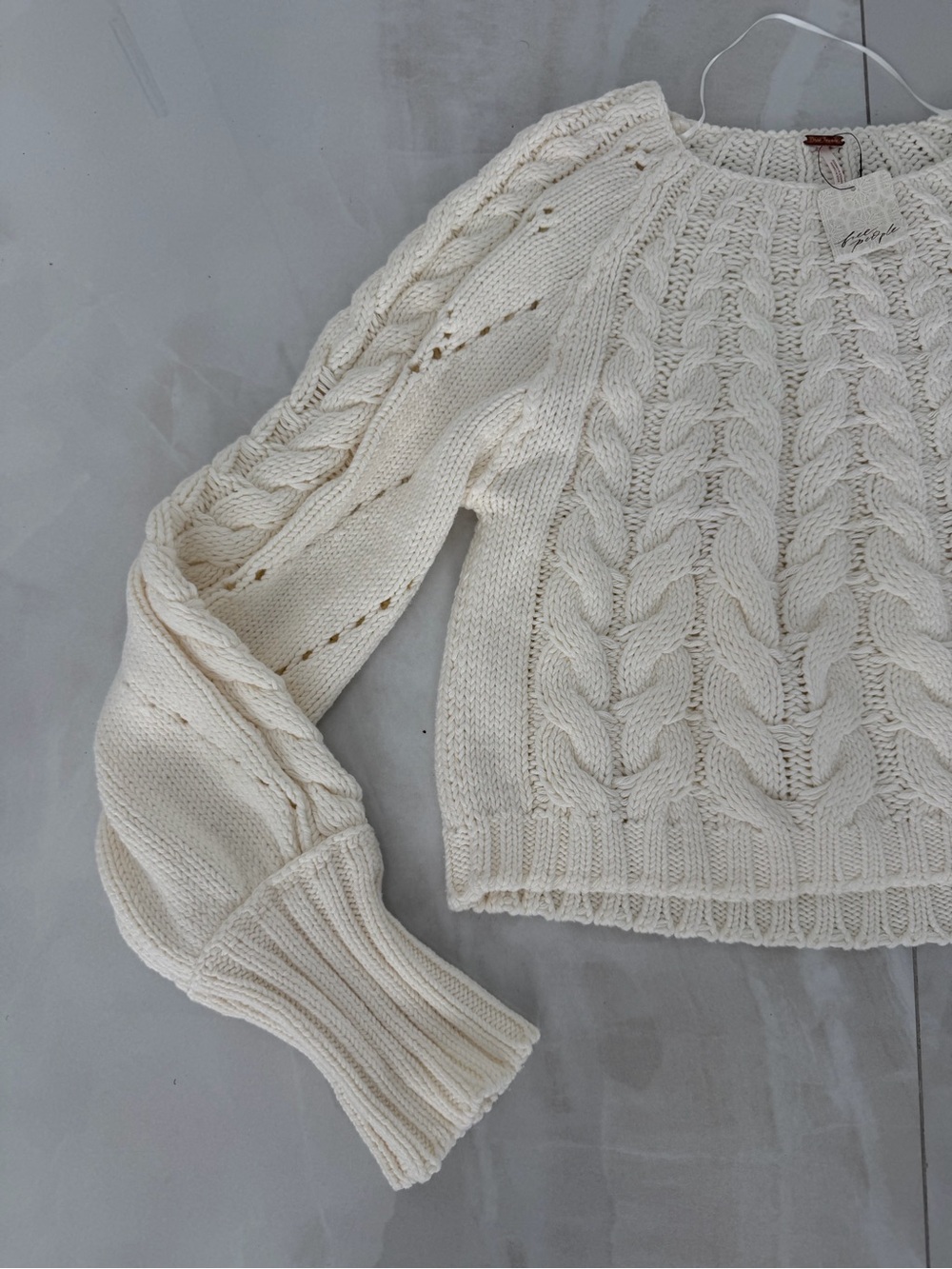 NWT Free People Sandra Cable Stitch Pullover Sweater - Picture 2 of 9
